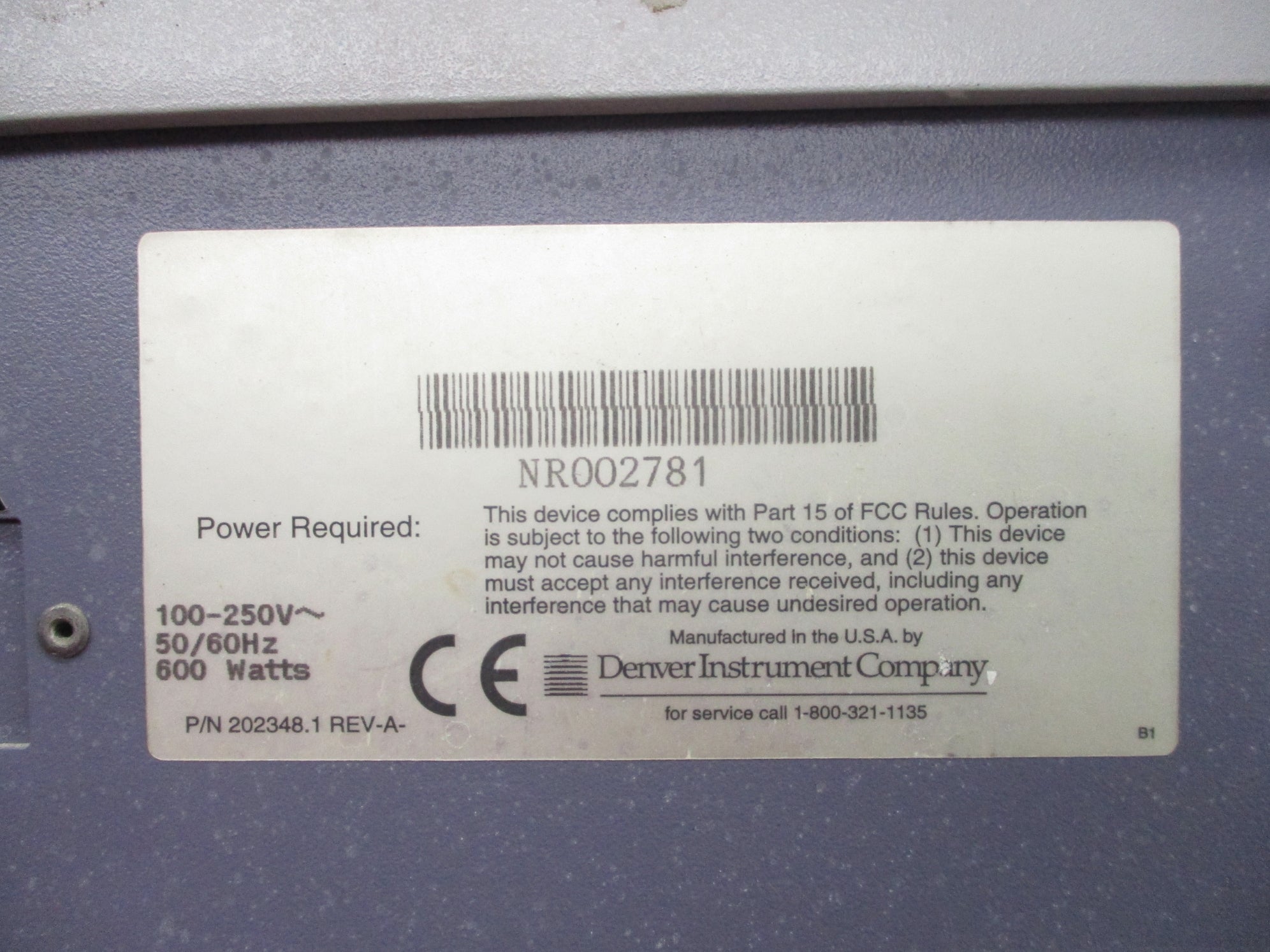DENVER INSTRUMENT 202348.1 UNMP