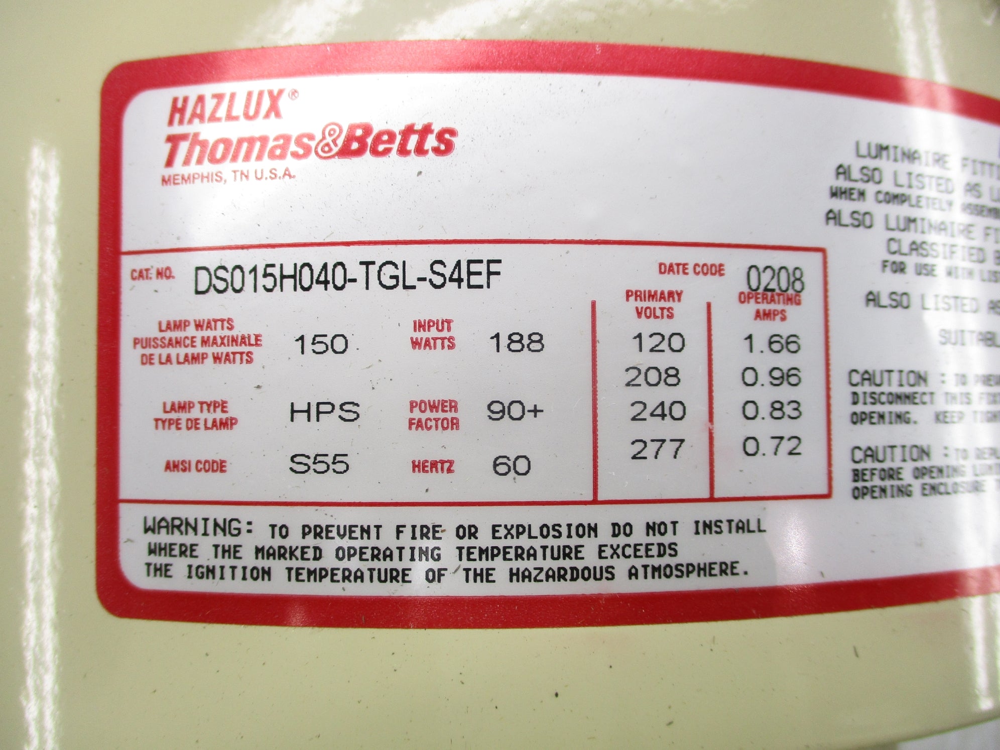 THOMAS & BETTS DS015H040-TGL-S4EF UNMP