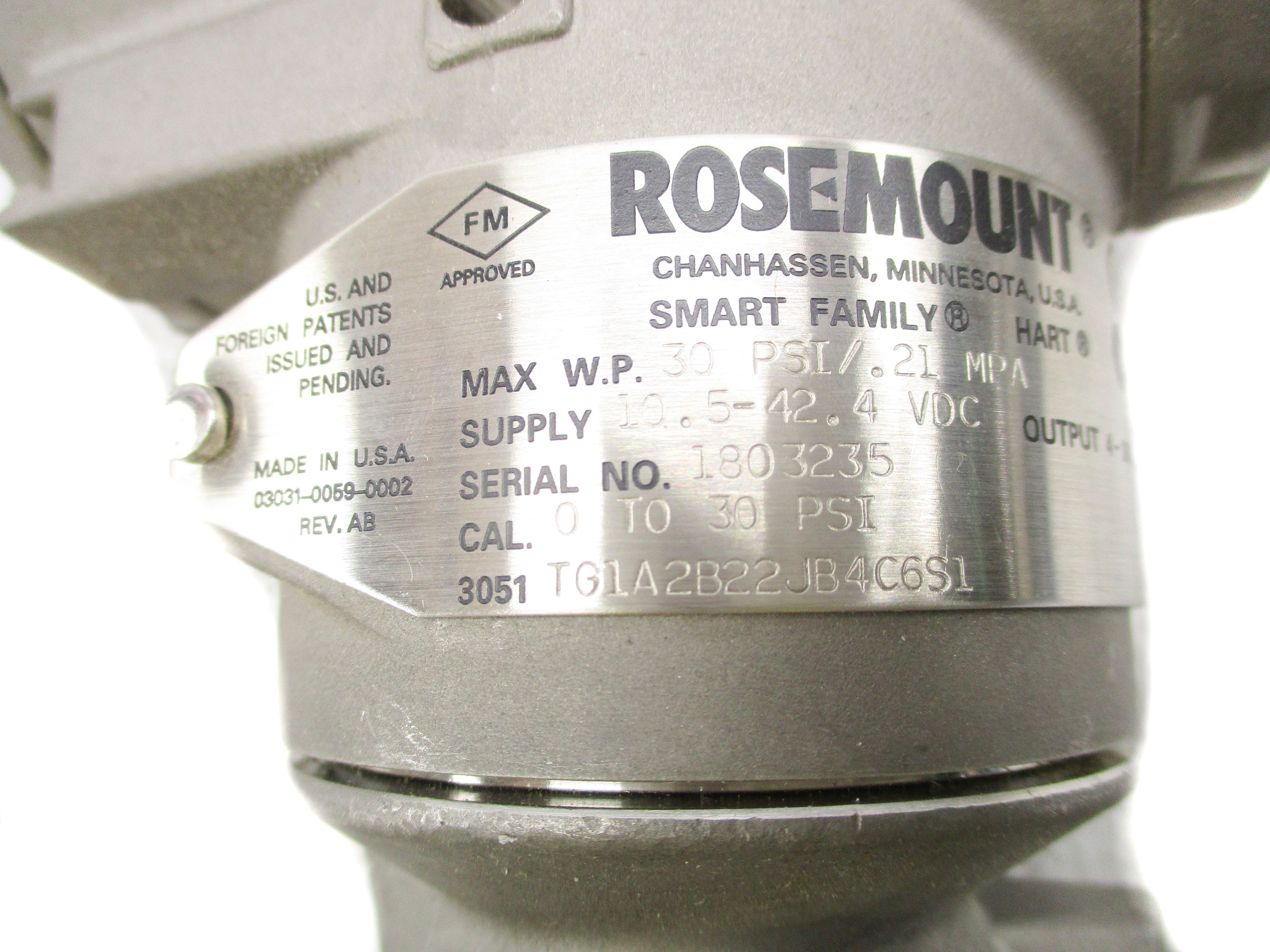 ROSEMOUNT 3051TG1A2B22JB4C6S1 0-30PSI NSNP