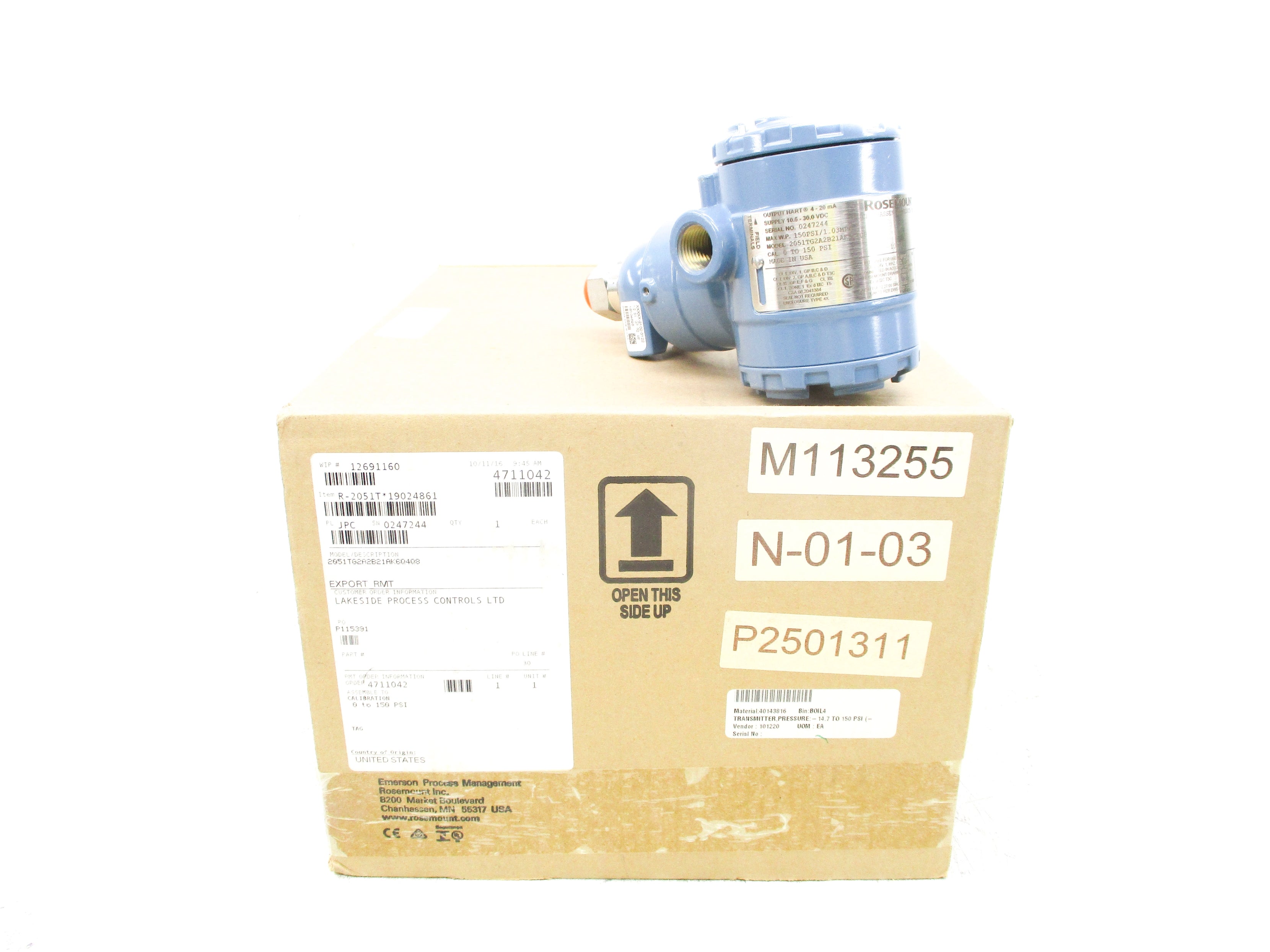 ROSEMOUNT 2051TG2A2B21AK6Q4Q8 0-150PSI NSMP