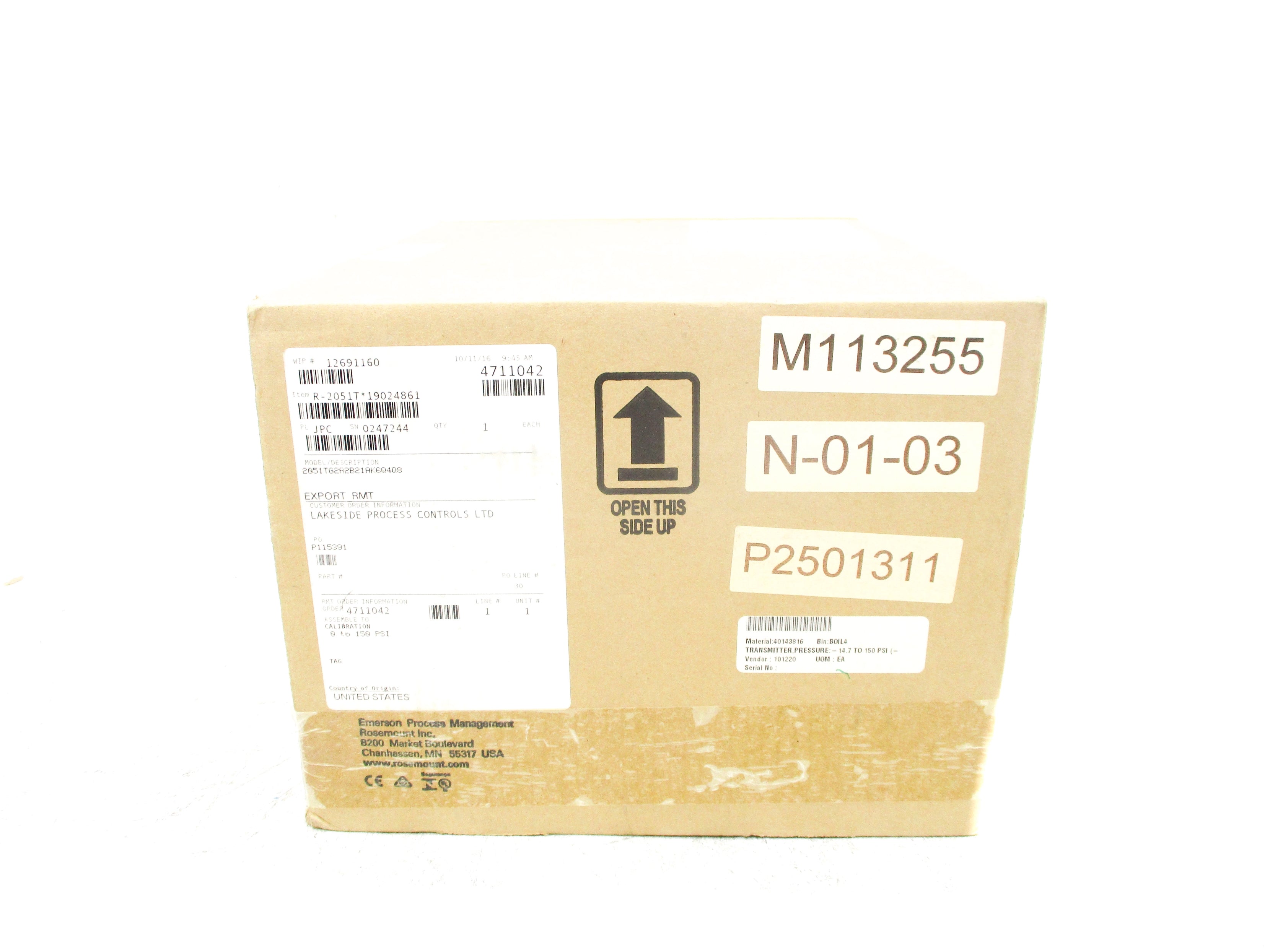 ROSEMOUNT 2051TG2A2B21AK6Q4Q8 0-150PSI NSMP