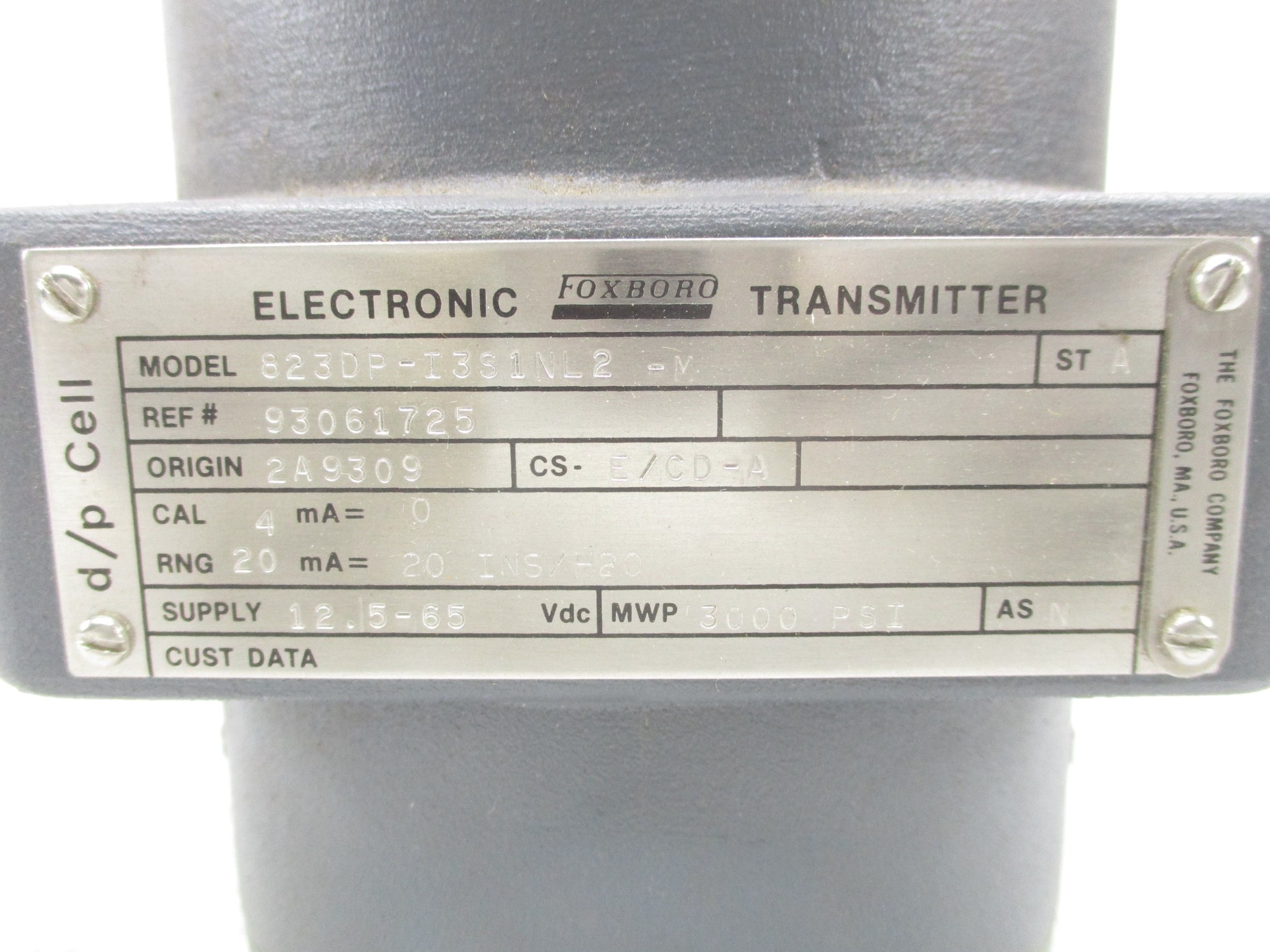 FOXBORO 823DP-I3S1NL2-M 3000PSI NSNP