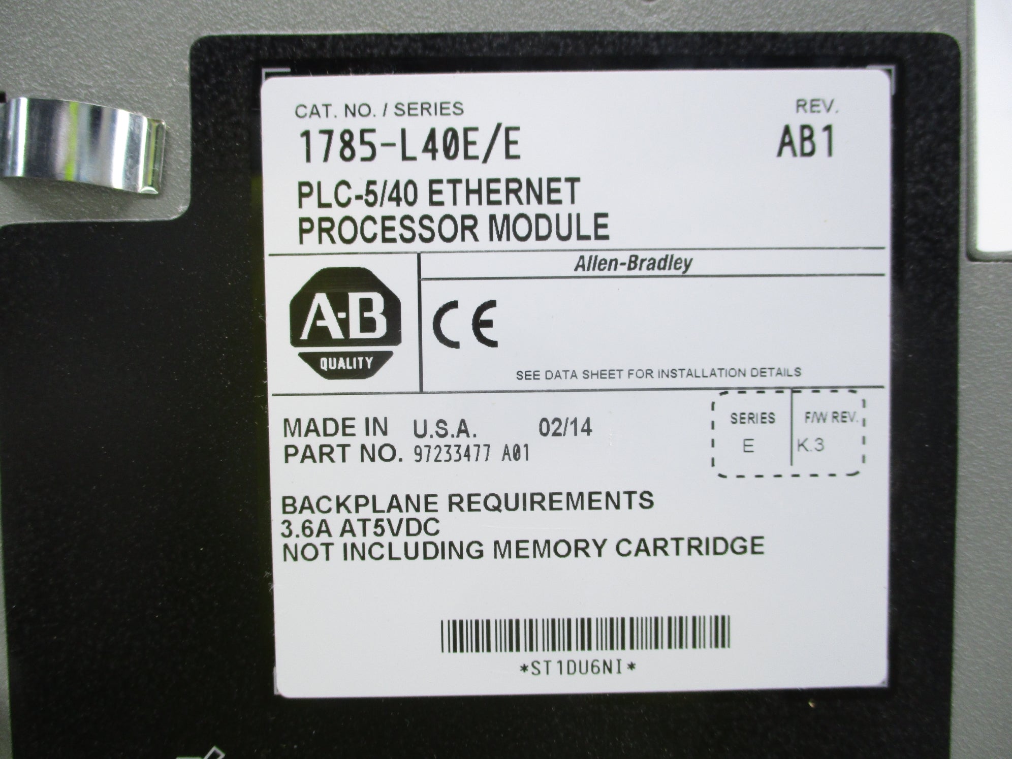 ALLEN BRADLEY 1785-L40E SER. E F/W K.3 REMAN