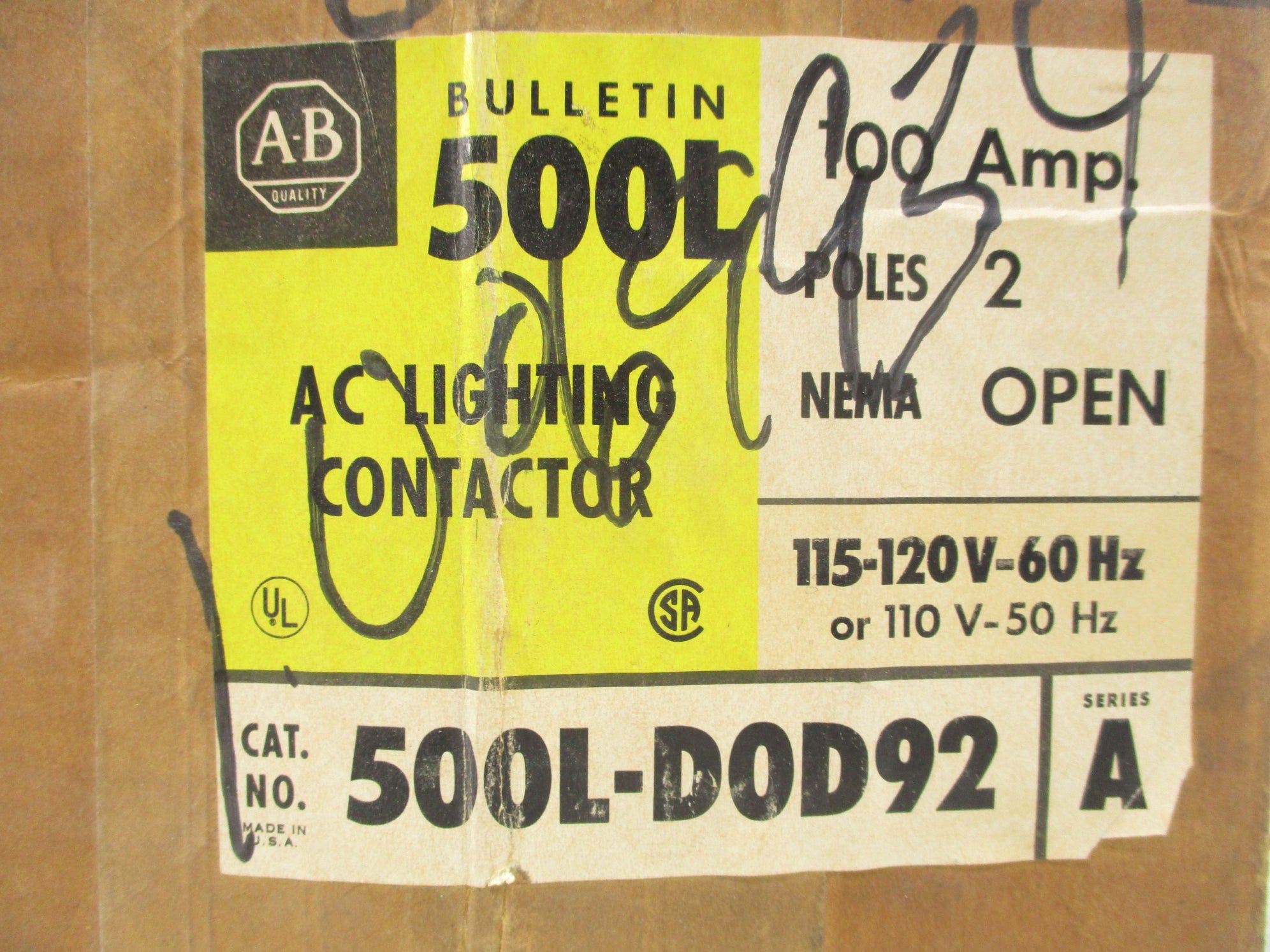 INDUSTRIAL SPARE PART 500L-DOD92 SER. A 120V (BR/YL) NSFS