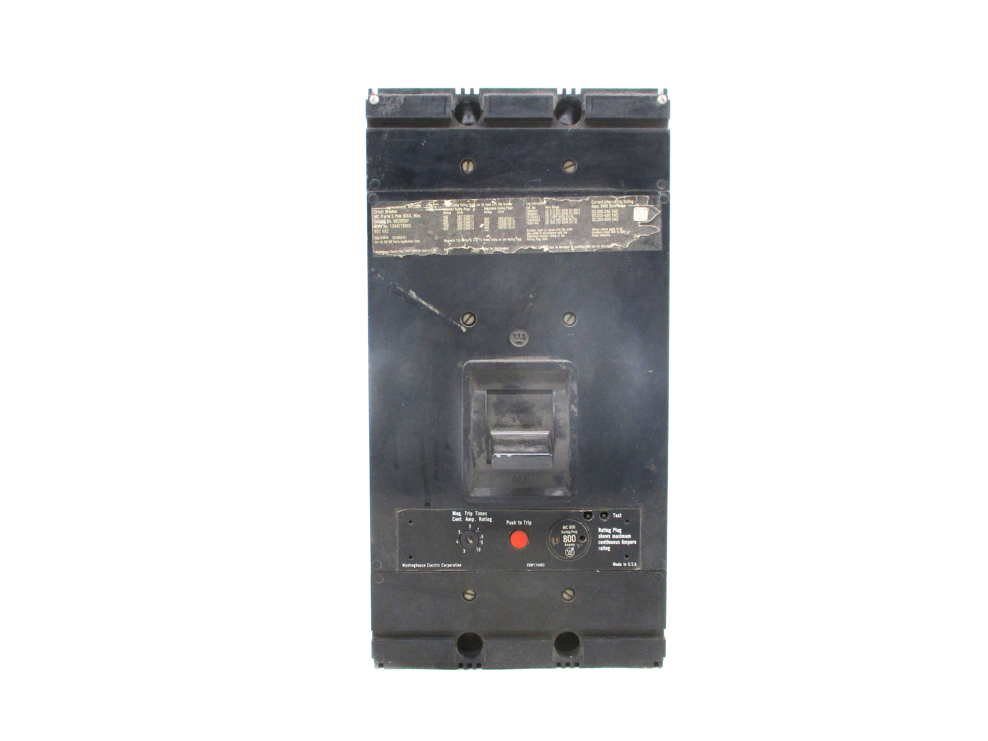 WESTINGHOUSE MC3800 800A 600VAC NSNP
