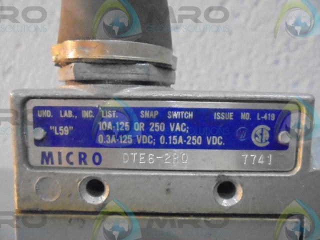 MICROSWITCH DTE6-2RQ SNAP SWITCH *USED*