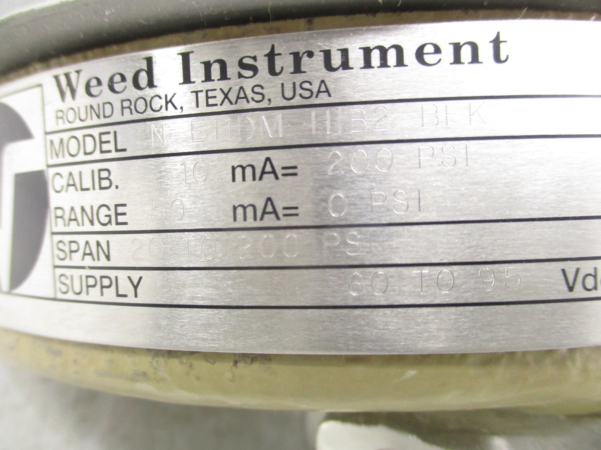 WEED INSTRUMENT N-E11DM-HIB2-BEK 200PSI UNMP