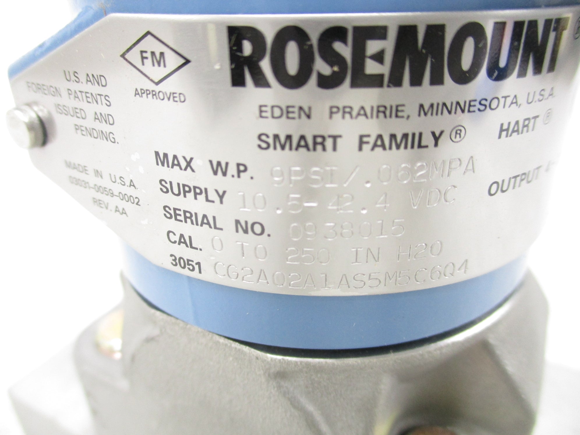 ROSEMOUNT 3051CG2A02A1AS5M5C6Q4 9PSI UNMP