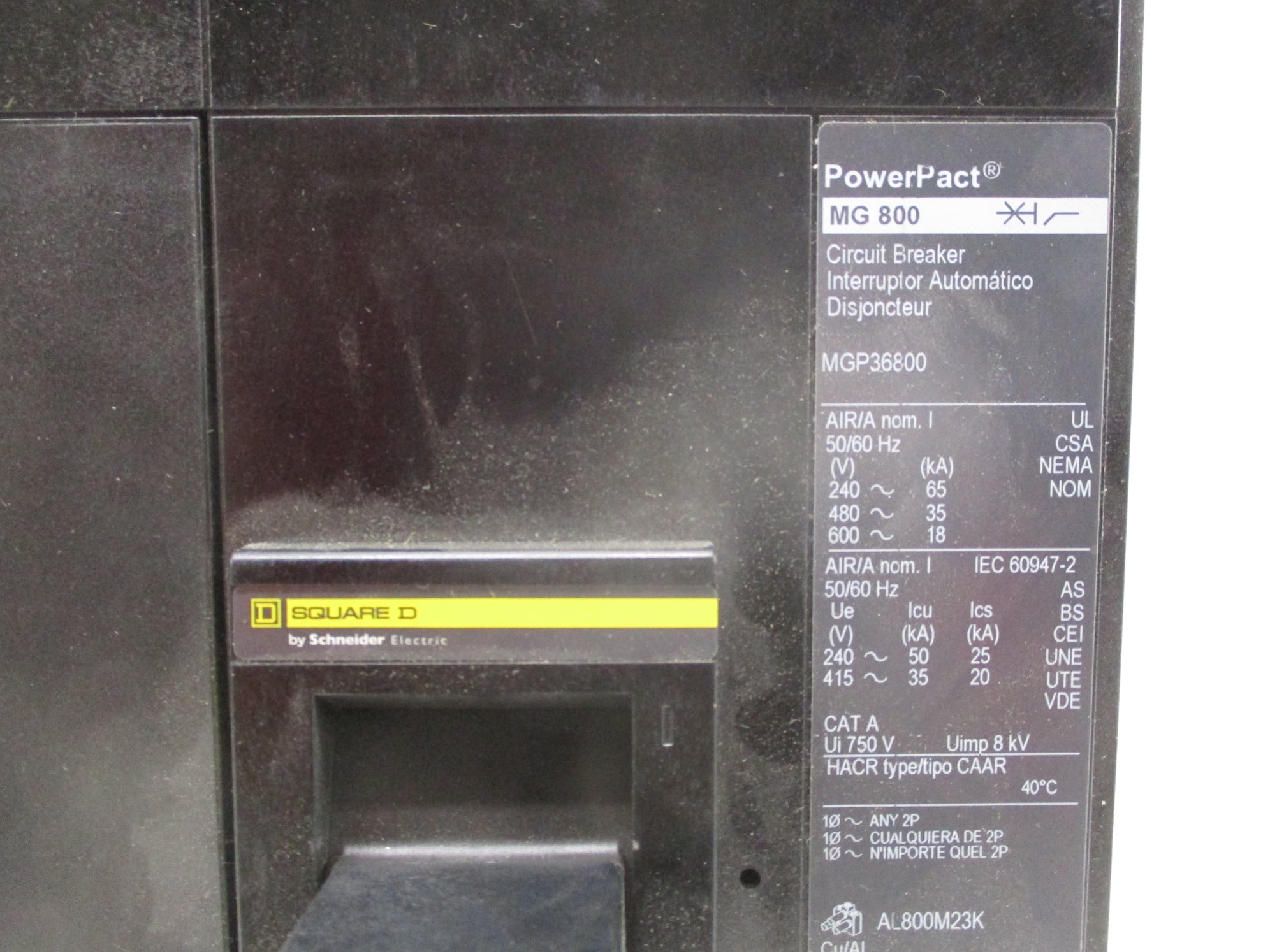 SQUARE D MGP36800 800A 600V (AS PICTURED) UNMP