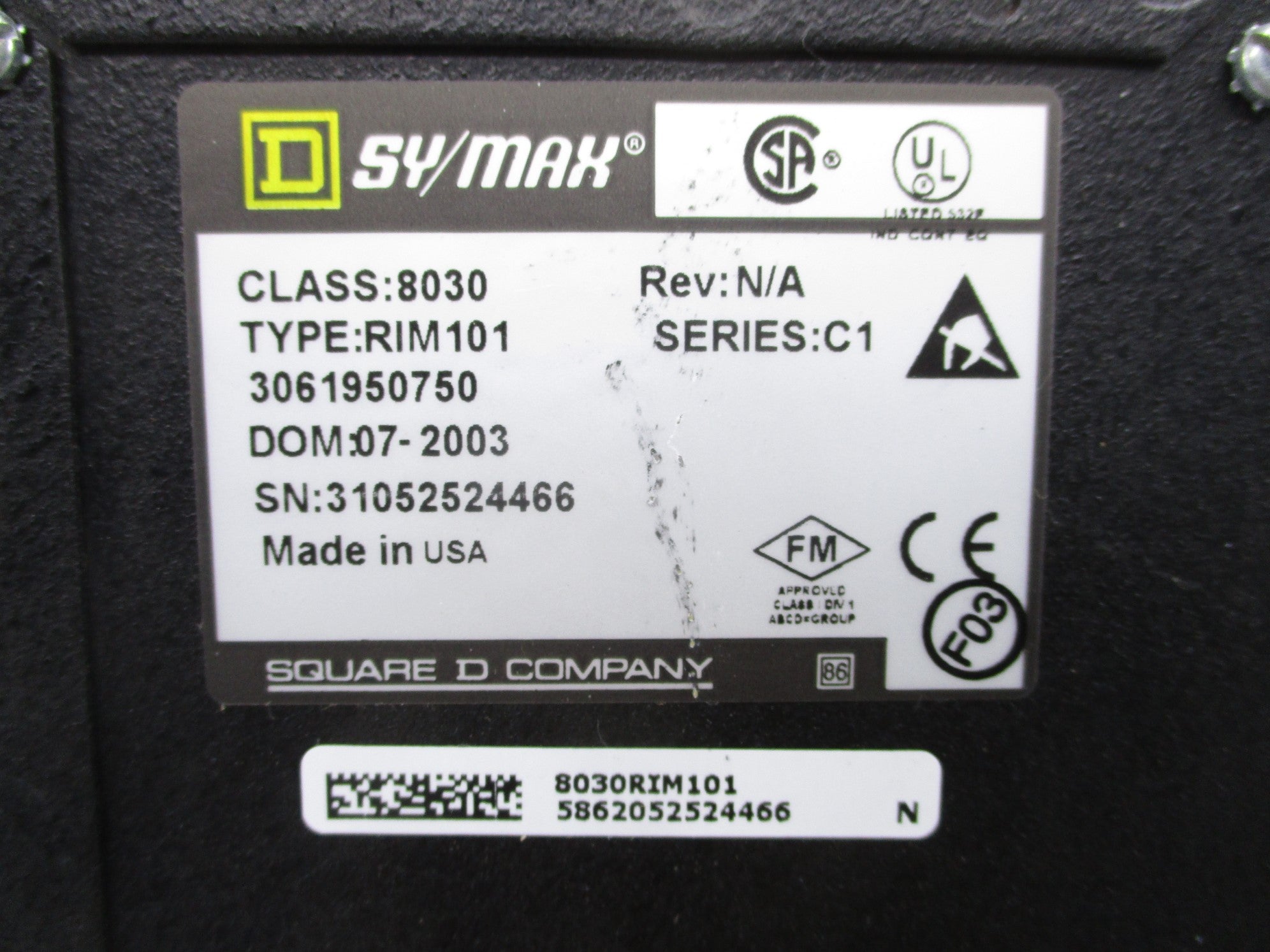 SQUARE D 8030RIM101 SER. C1 UNMP