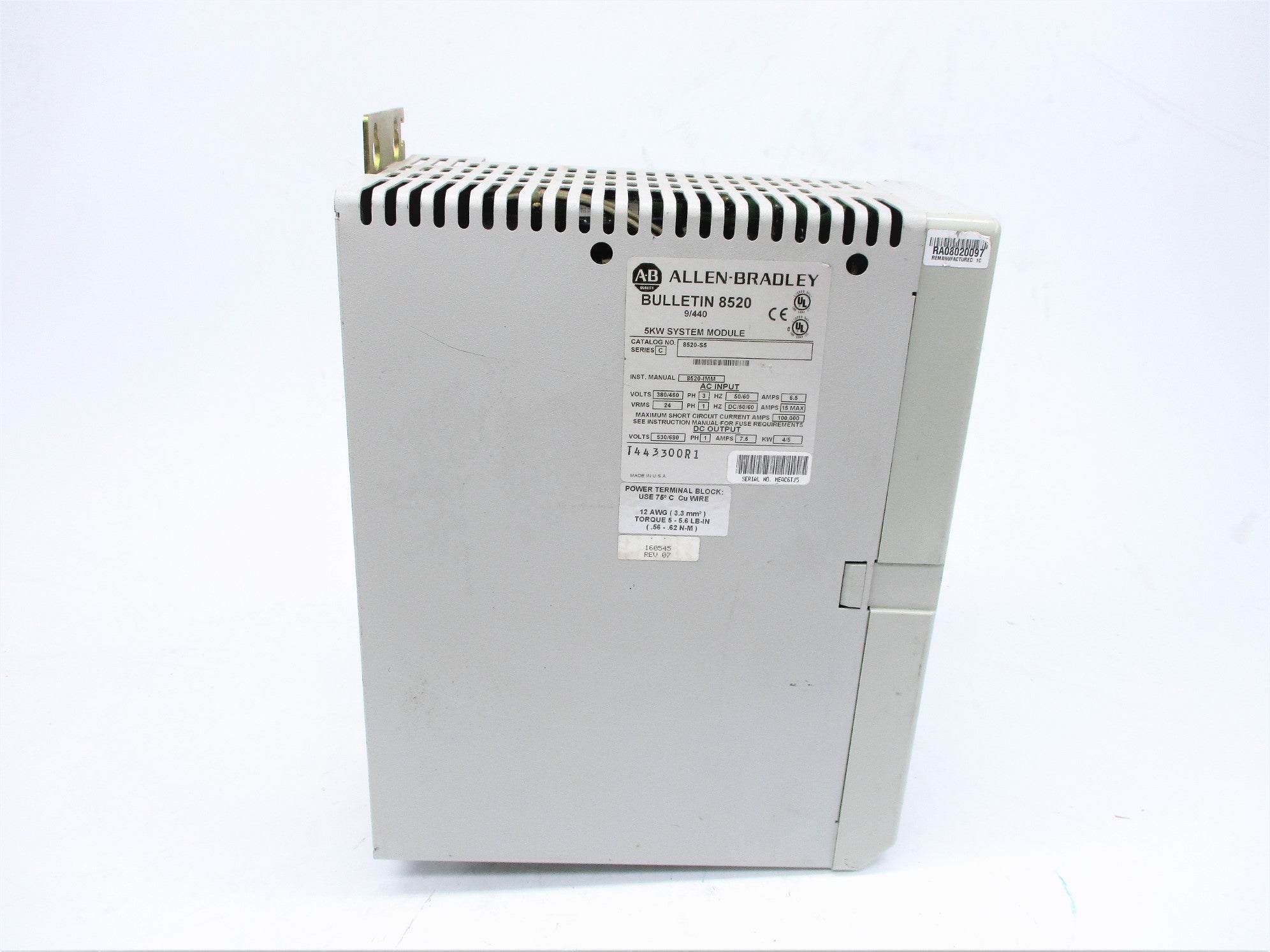 INDUSTRIAL SPARE PART 8520-S5 RA08020097 SER. C REMAN