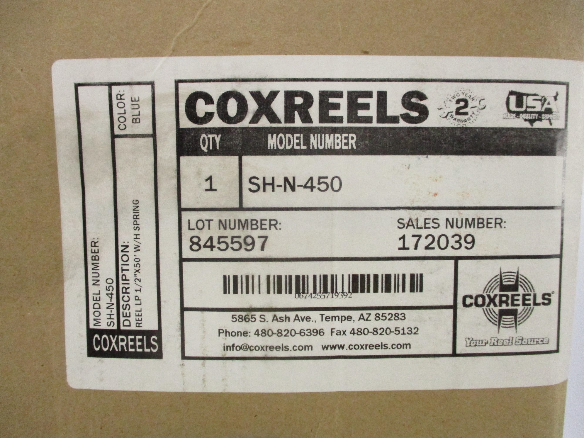 COXREELS SH-N-450 NSFS