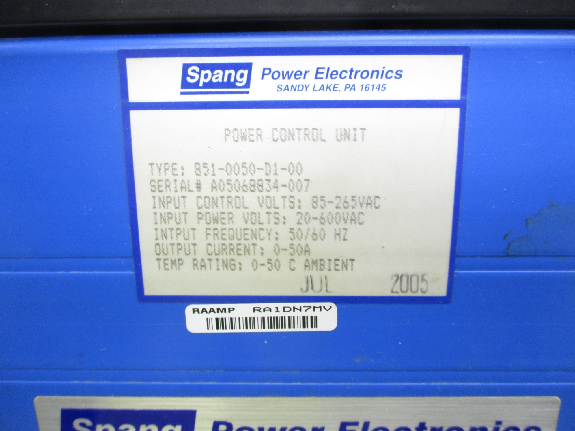 SPANG 851-0050-D1-00 REMAN