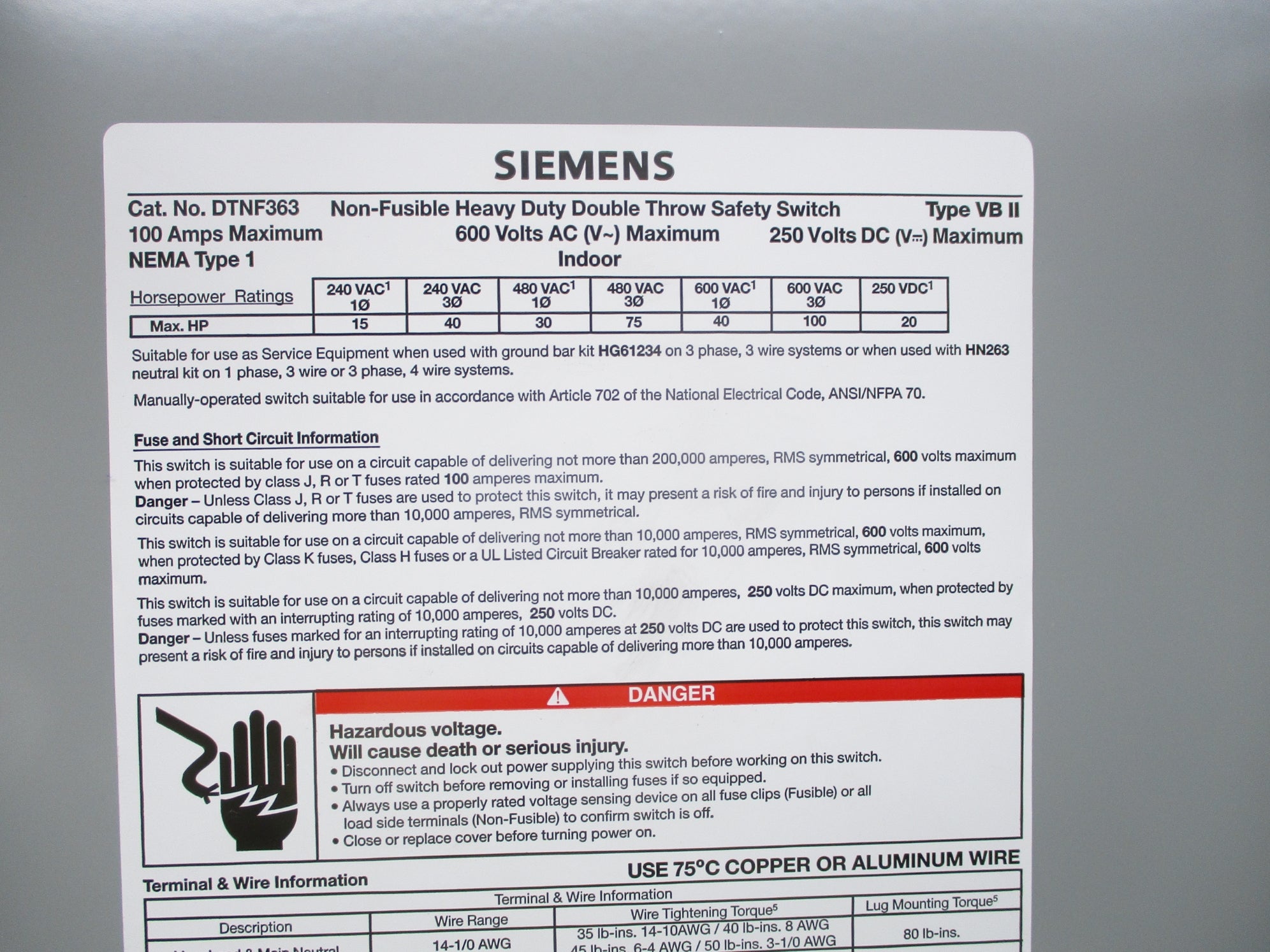 SIEMENS DTNF363 NSNP