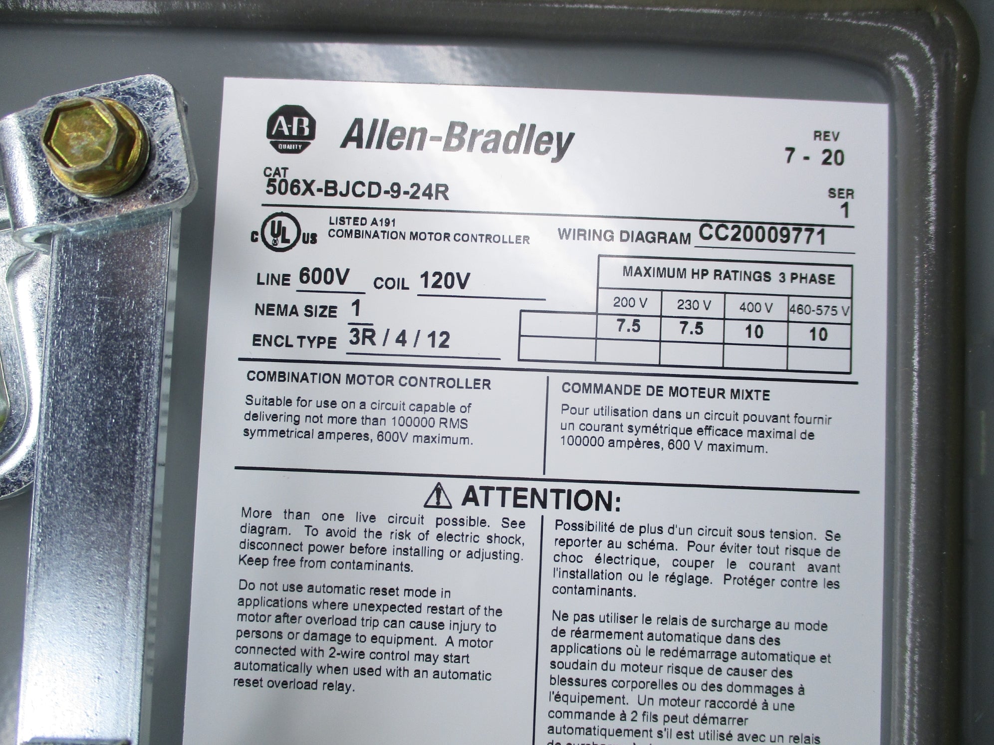INDUSTRIAL SPARE PART 506X-BJCD-9-24R SER. 1 (AS PICTURED) NSNP
