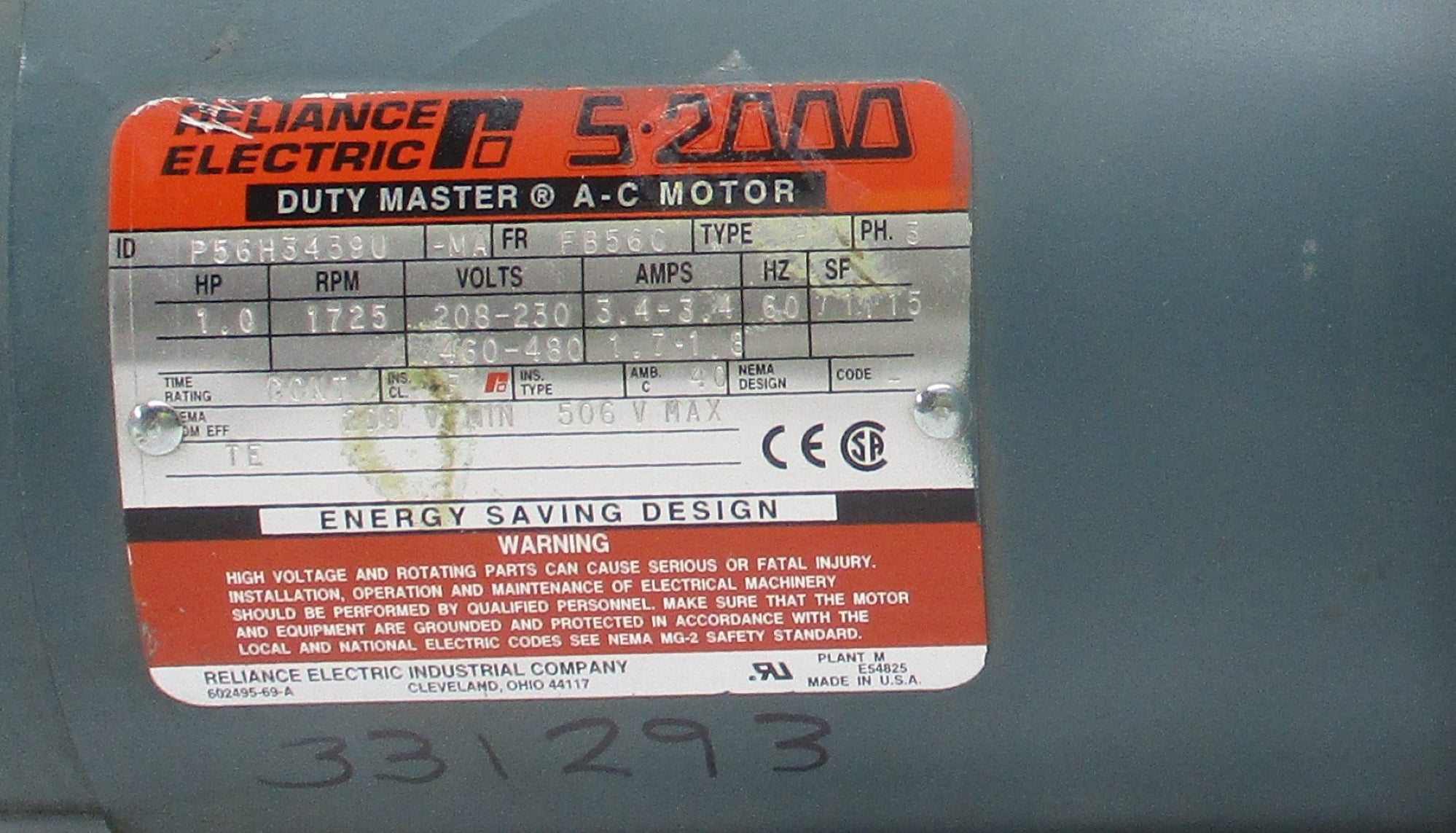 RELIANCE ELECTRIC P56H3439U NSNP