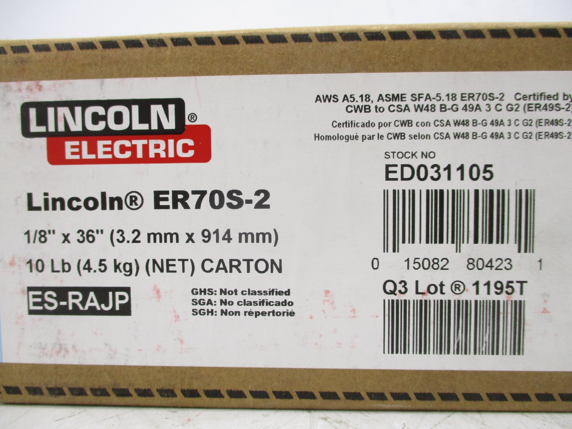 LINCOLN ELECTRIC ER70S-2 10LBS NSFS