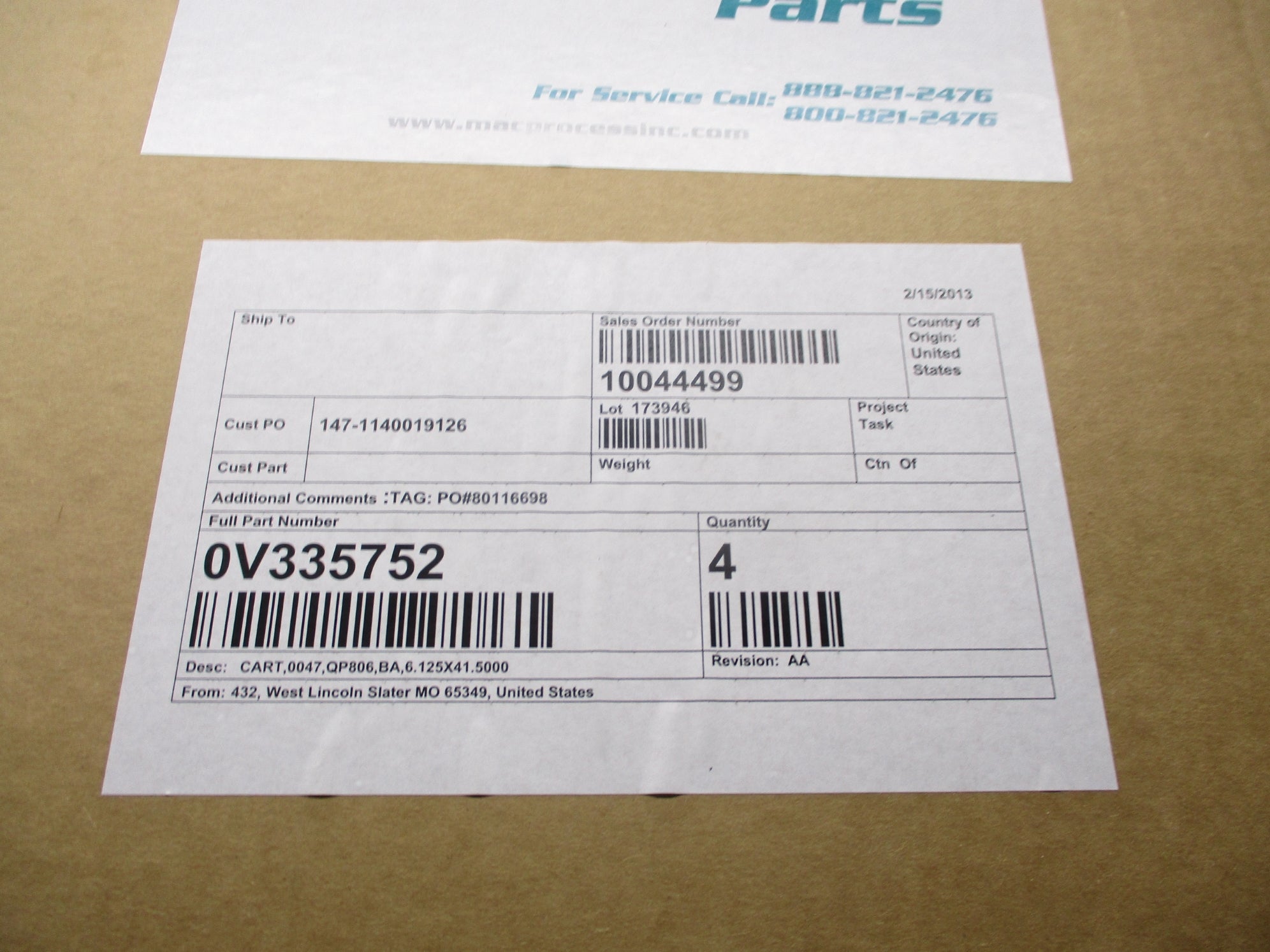 MAC 0V335752 (PKG OF 4) NSMP