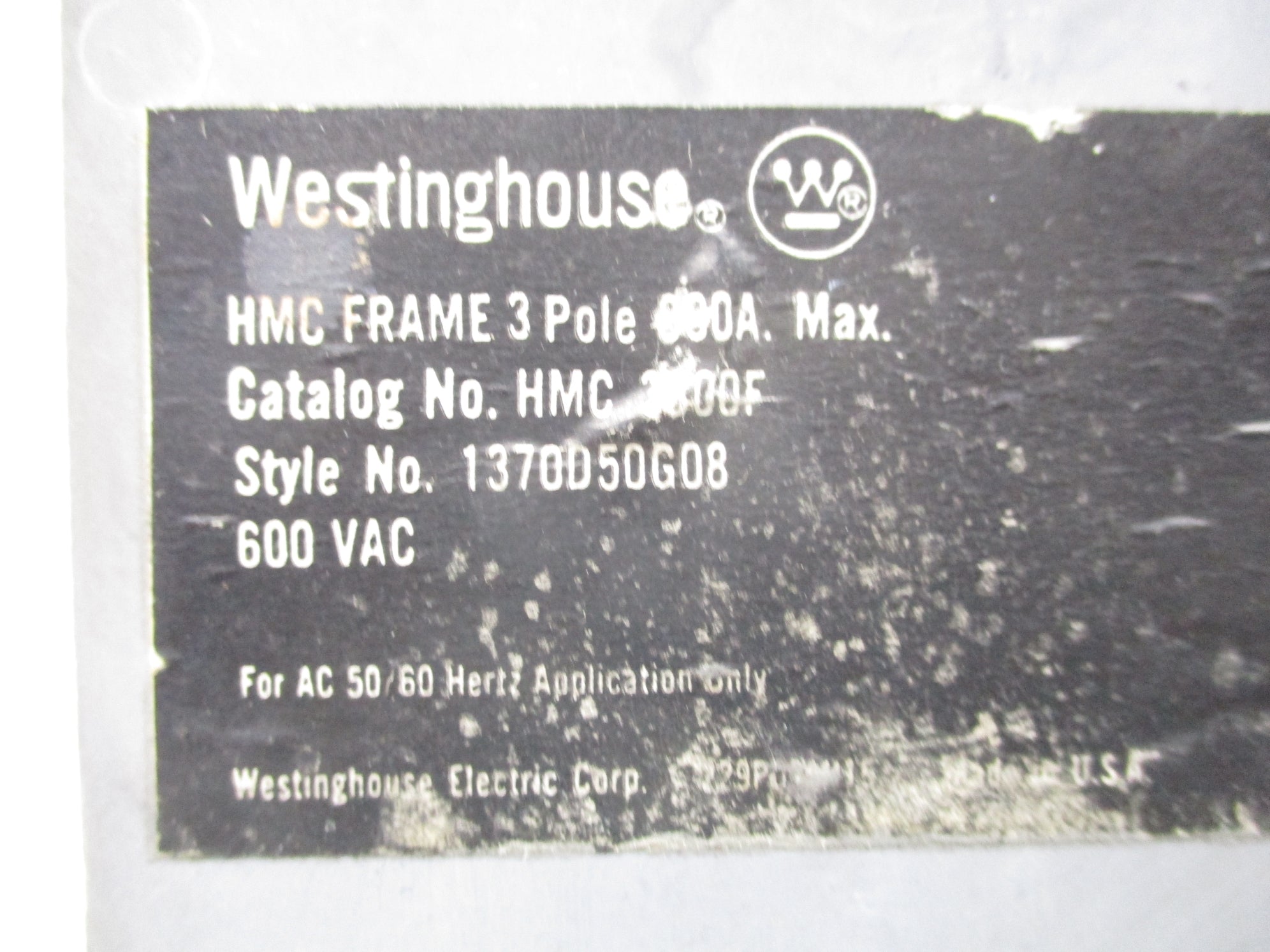 WESTINGHOUSE HMC3800F 1370D50G08 600VAC 400A NSNP