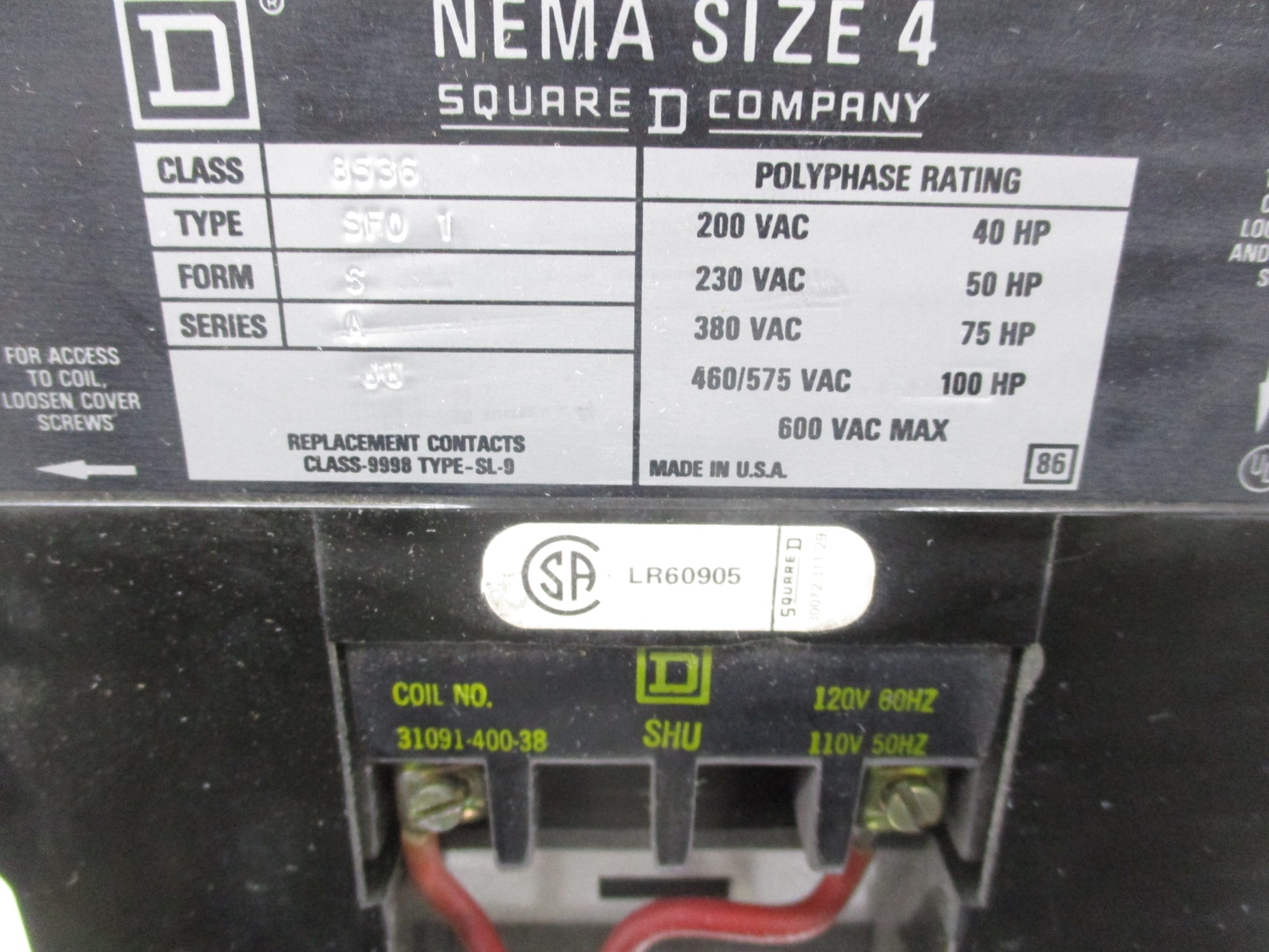 SQUARE D 8536SFO1 SER. A 120V NSNP