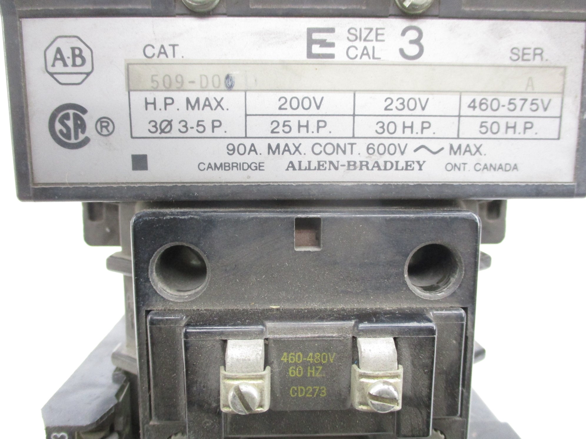 ALLEN BRADLEY 509-DOD SER. A UNMP