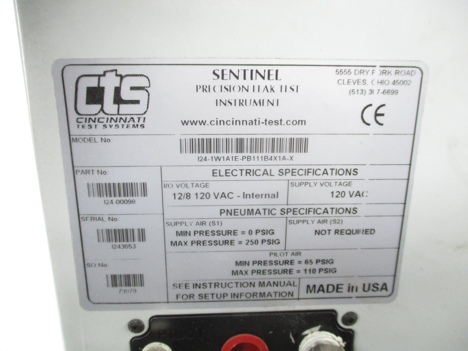 CINCINNATI TEST SYSTEMS I24-1W11E-PB111B4X1A-X UNMP