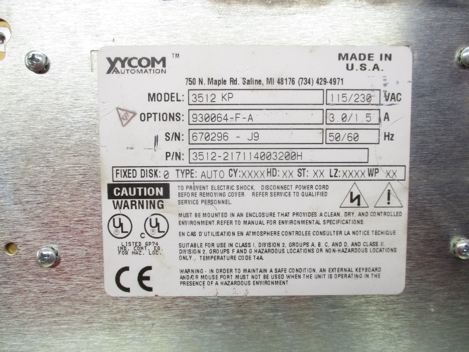 XYCOM 3512-217114003200H UNMP