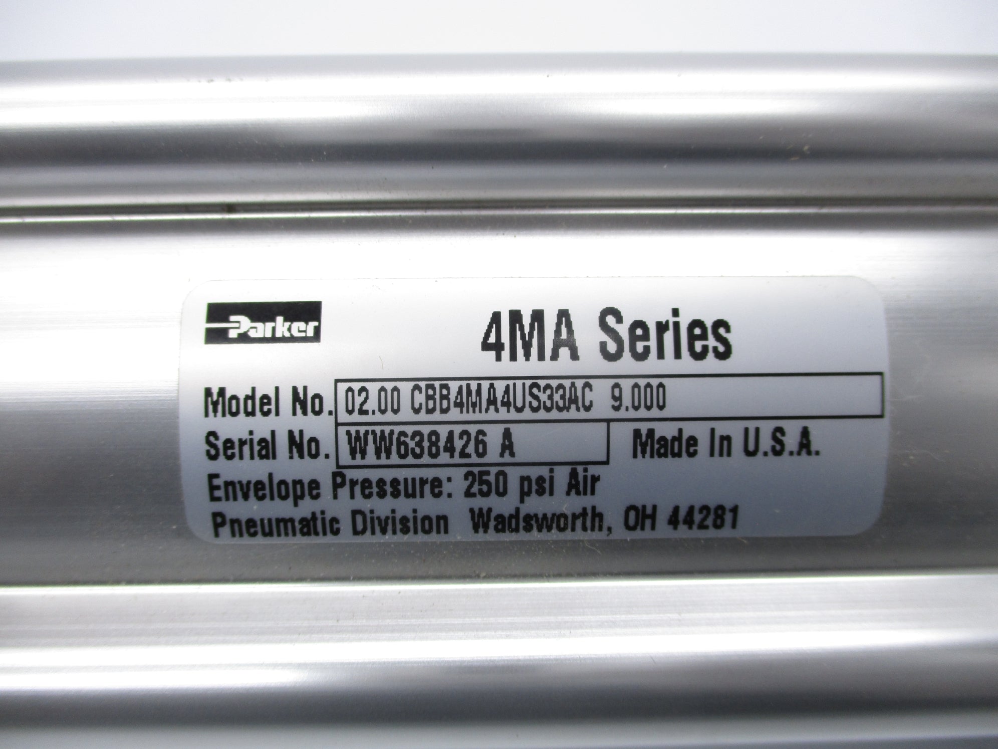 PARKER 02.00CBB4MA4US33AC9.000 250PSI NSNP