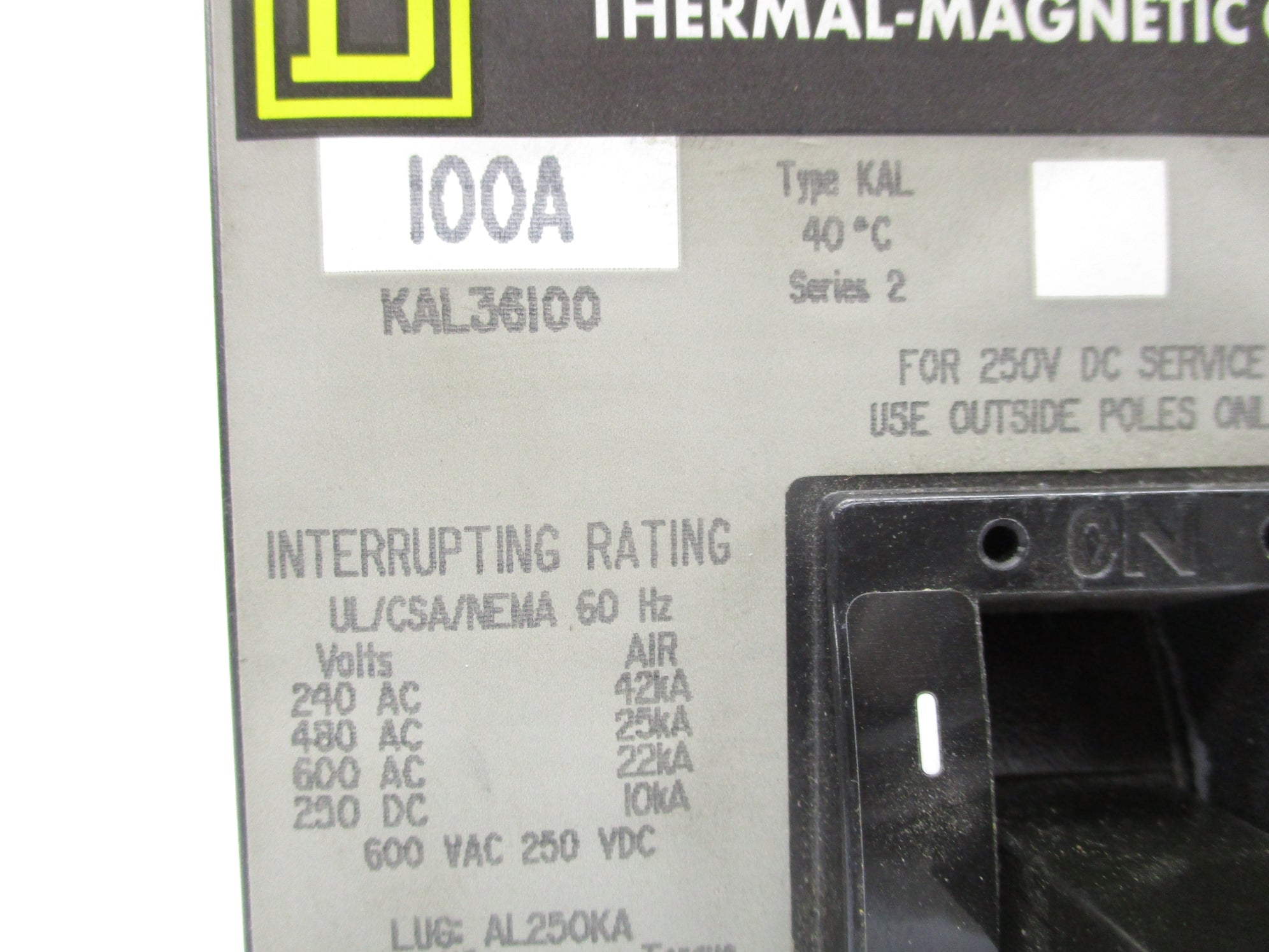 SQUARE D KAL36100 100A 600VAC NSNP