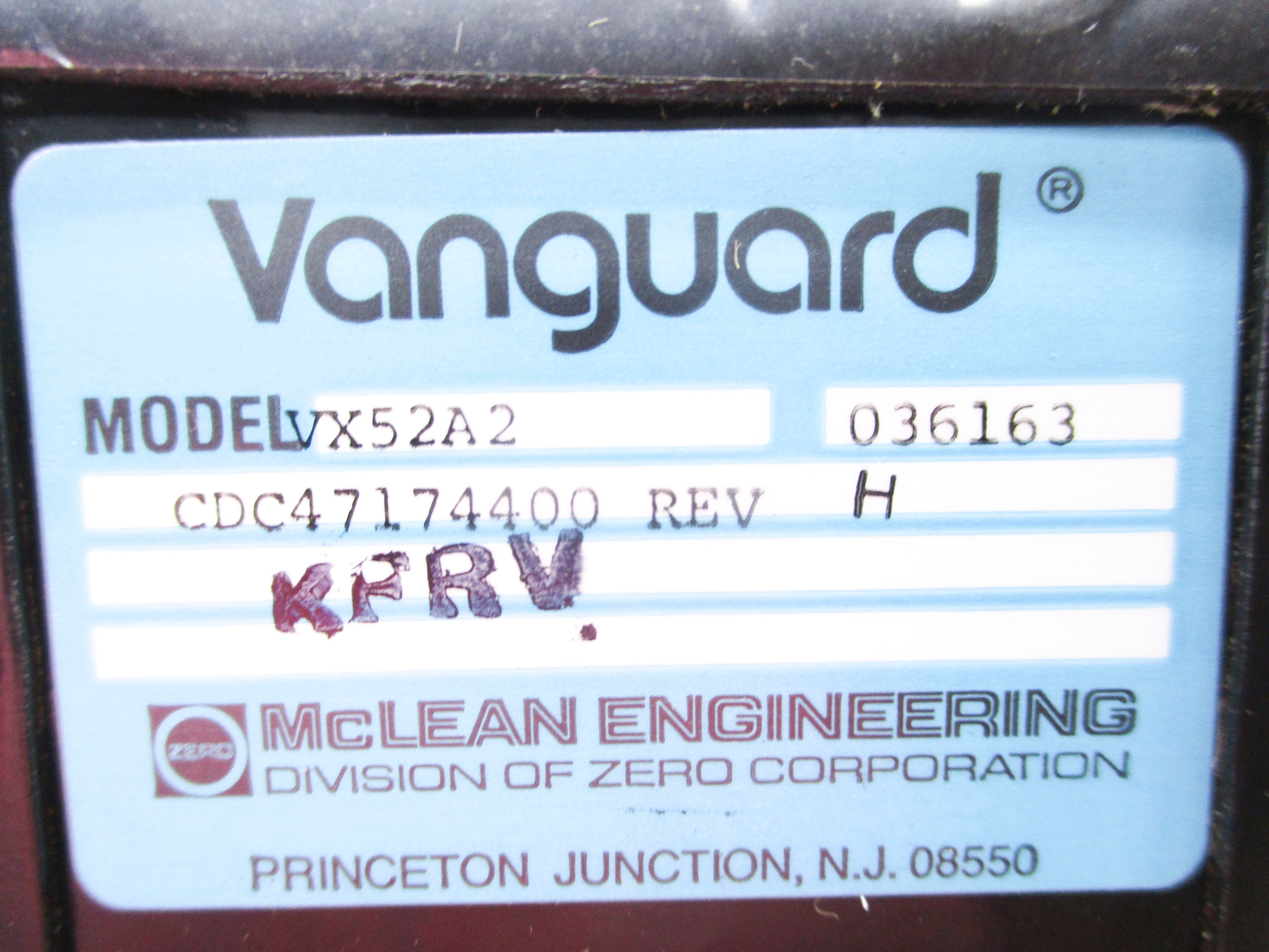 MCLEAN ENGINEERING VX52A2 CDC47174400 NSNP