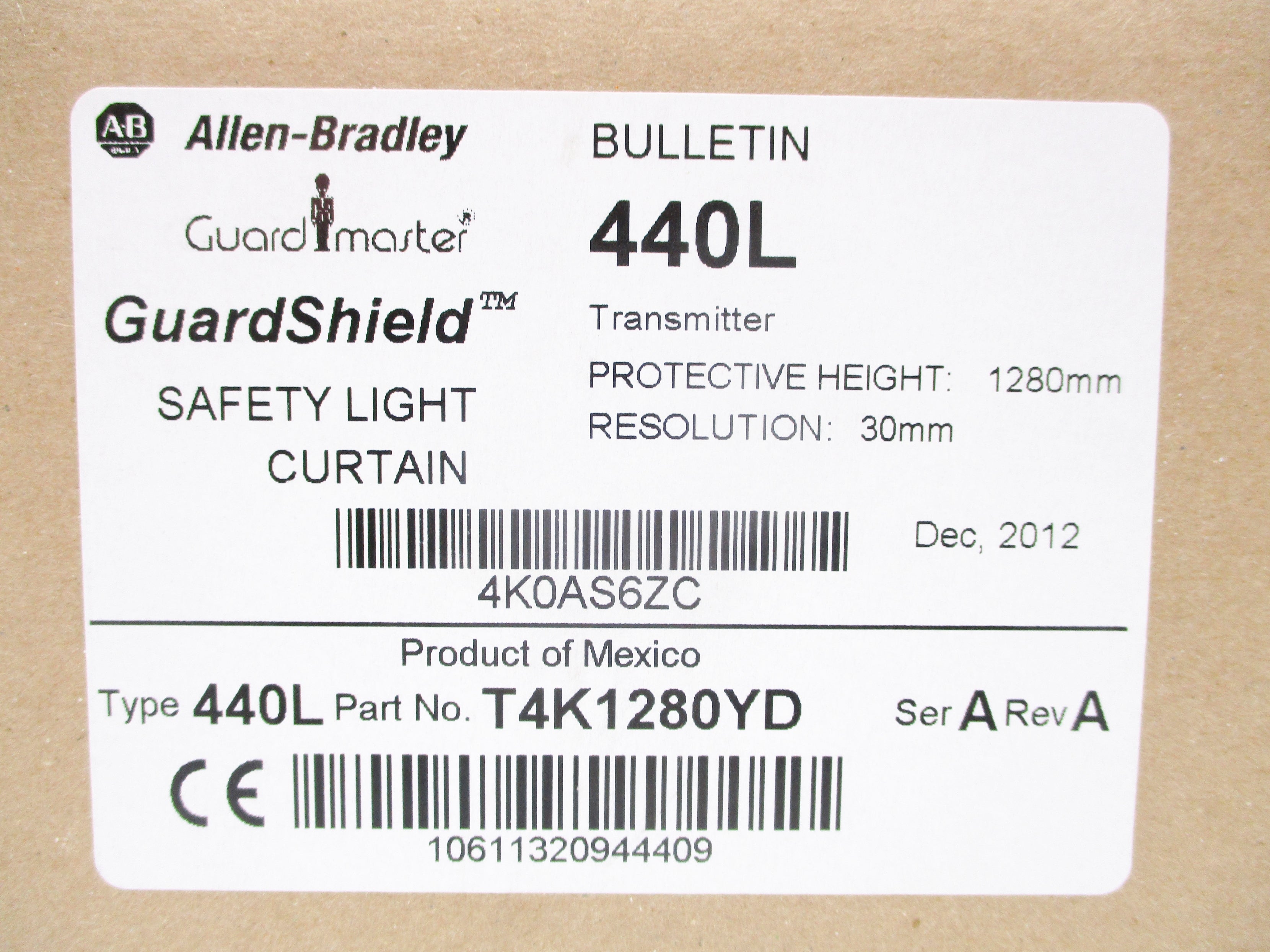 ALLEN BRADLEY 440LT4K1280YD SER. A DATE: 2012 (BR/WH) NSFS