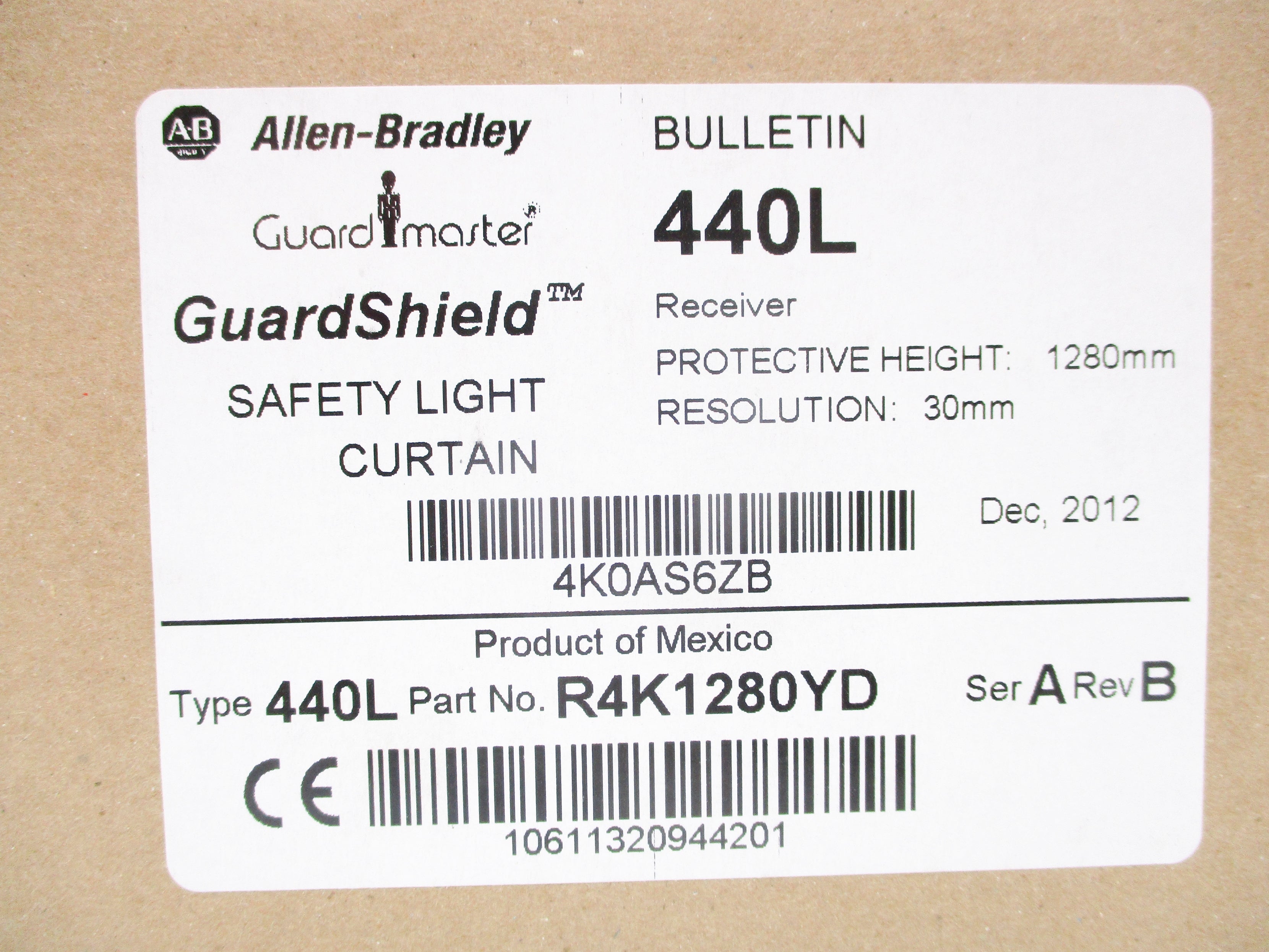 ALLEN BRADLEY 440LR4K1280YD SER. A DATE: 2012 (BR/WH) NSFS