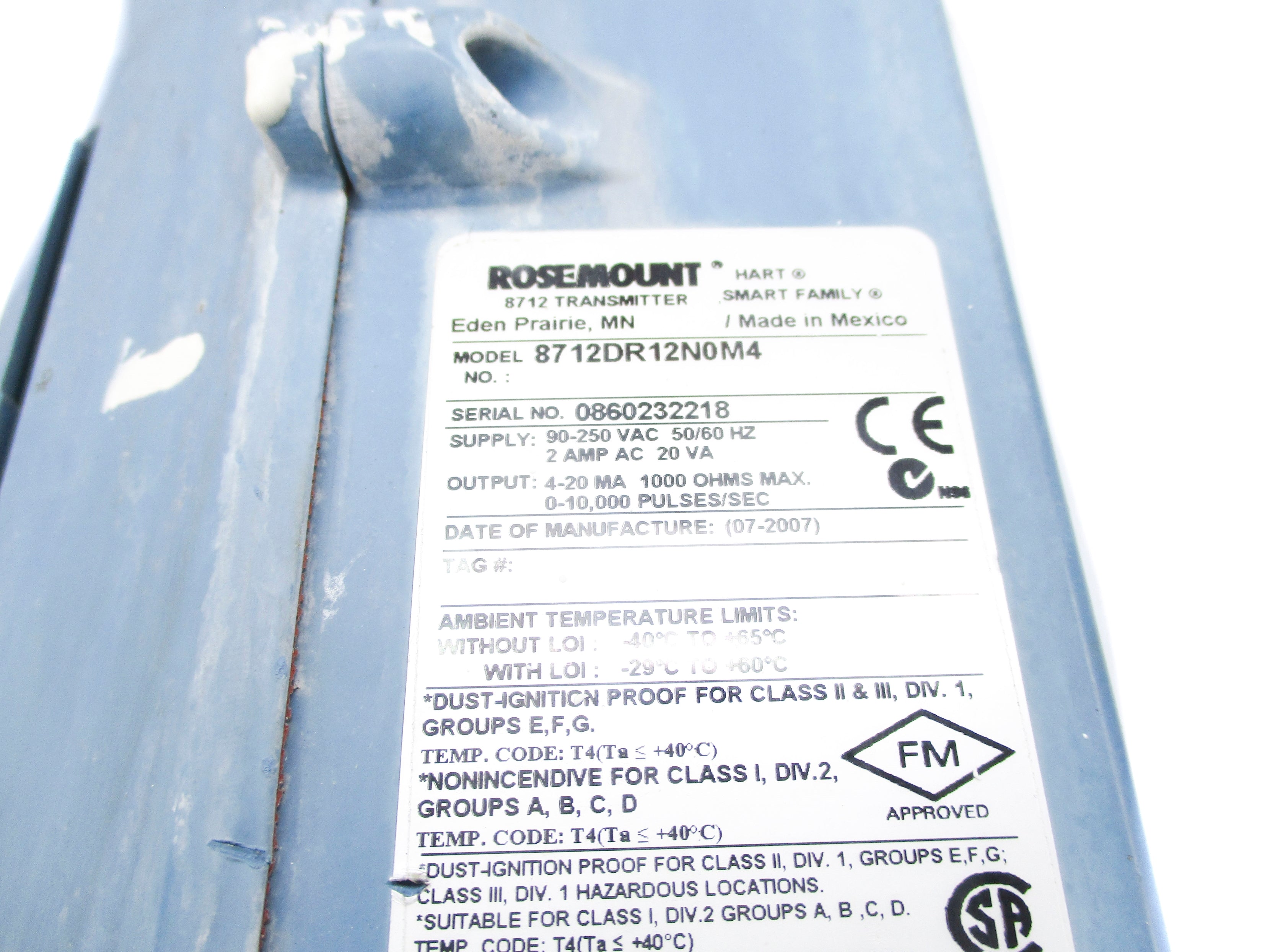 ROSEMOUNT 8712DR12N0M4 90-250VAC 2A UNMP