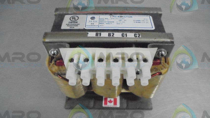 REX POWER MAGNETICS 3PR-0017C5H AIR COOLED REACTOR *USED*