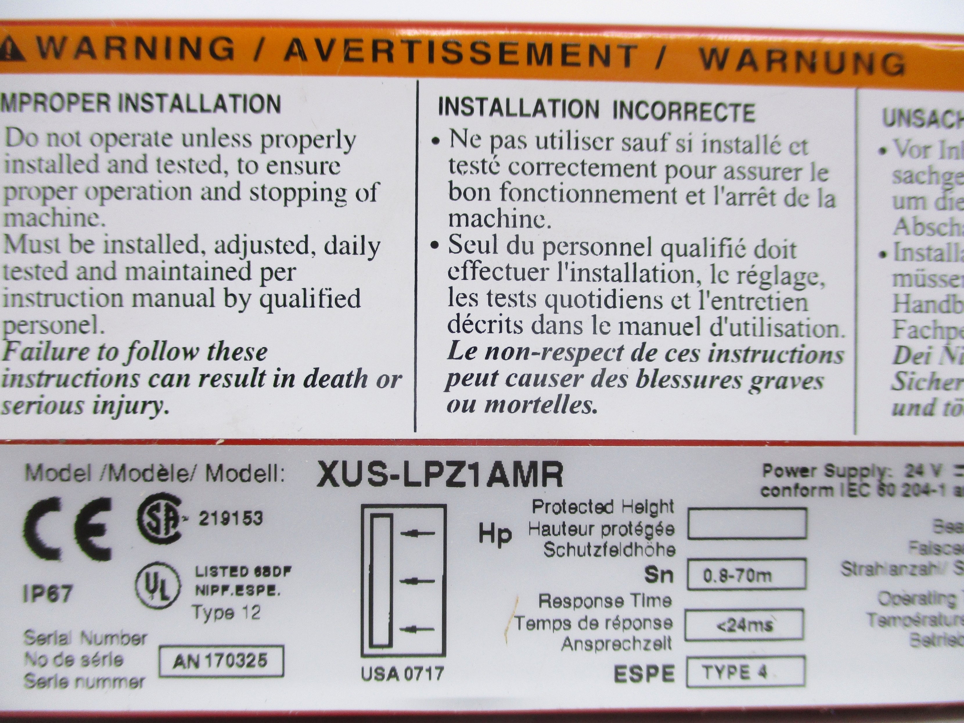 TELEMECANIQUE XUS-LPZ1AMR NSNP