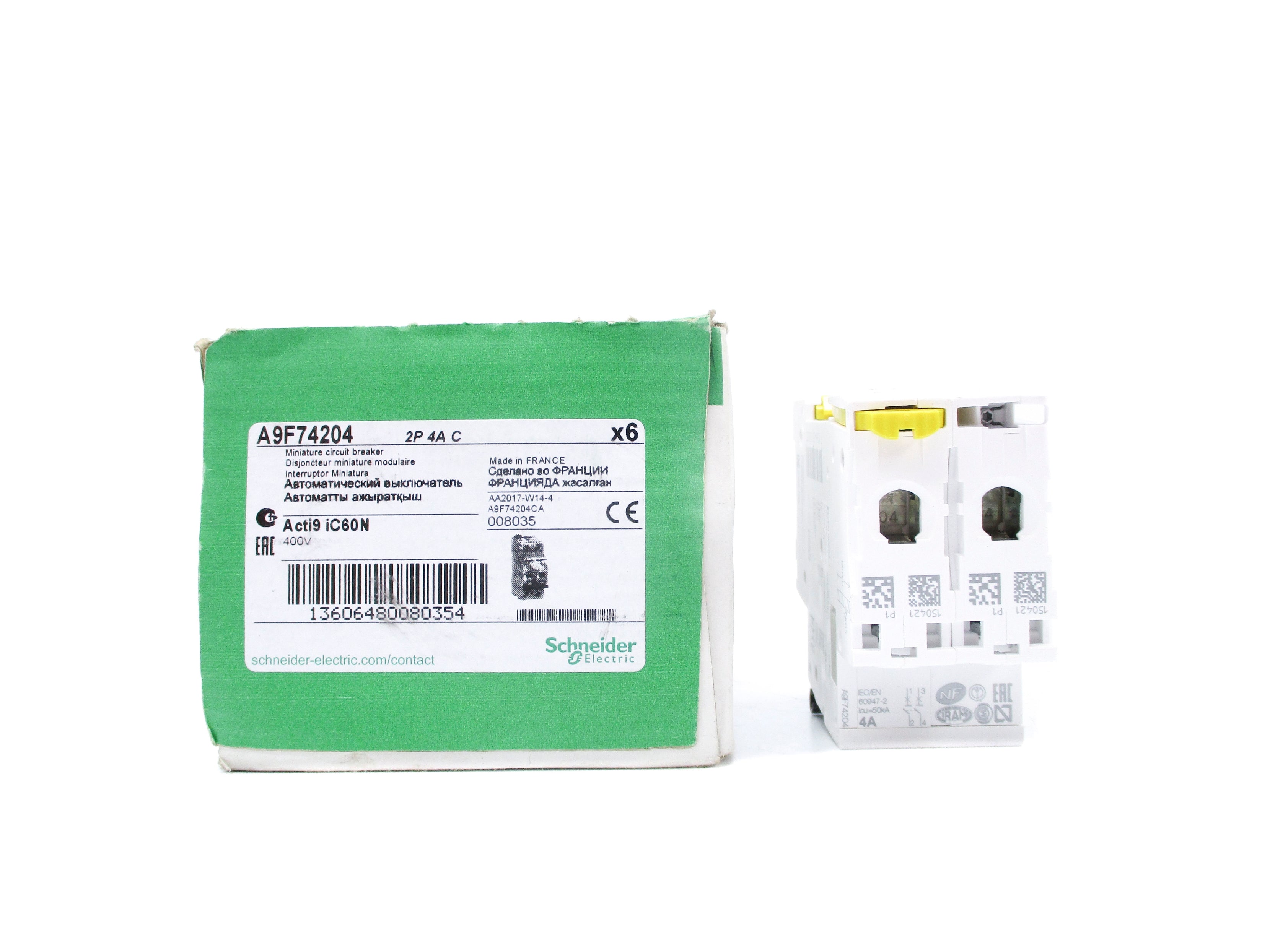 SCHNEIDER ELECTRIC A9F74204 4A 400V (PKG OF 6) NSMP