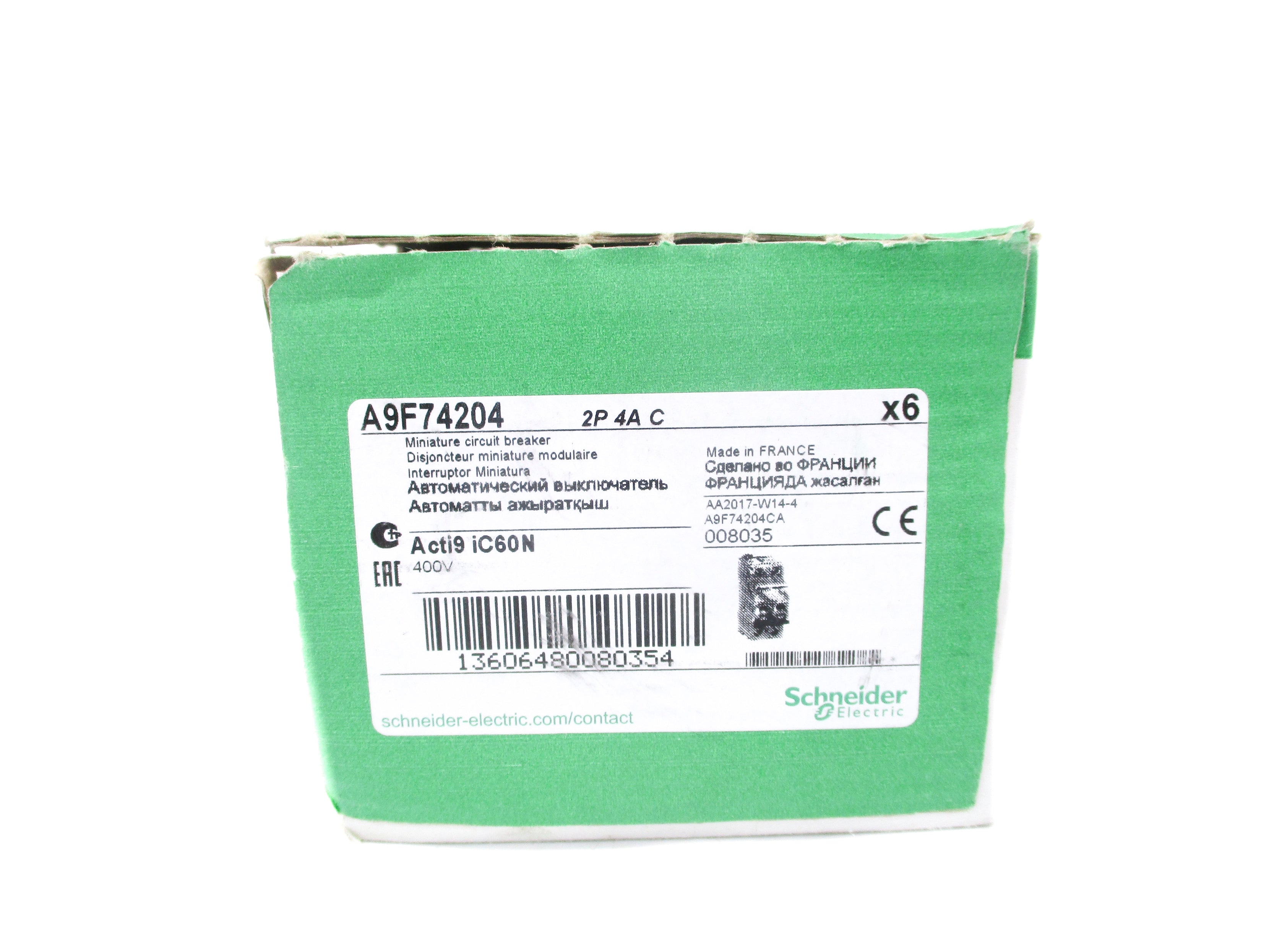 SCHNEIDER ELECTRIC A9F74204 4A 400V (PKG OF 6) NSMP