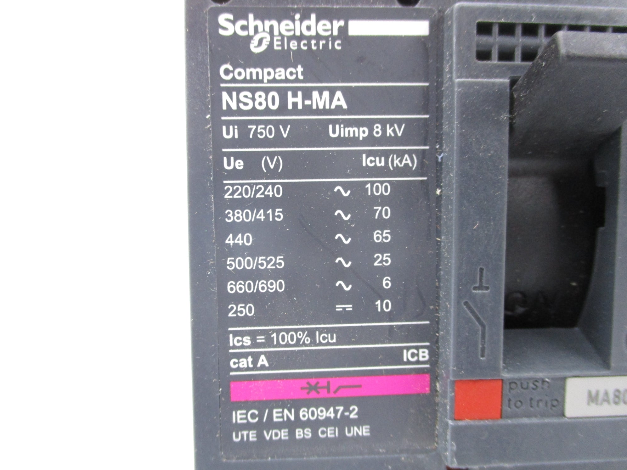 SCHNEIDER ELECTRIC NS80H-MA 80A 750V UNMP