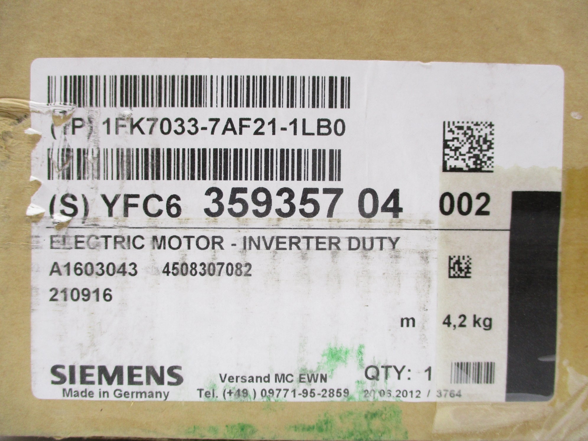 SIEMENS 1FK7033-7AF21-1LB0 NSFS