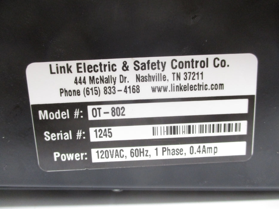 LINK ELECTRIC & SAFETY CONTROL OT-802 NSNP