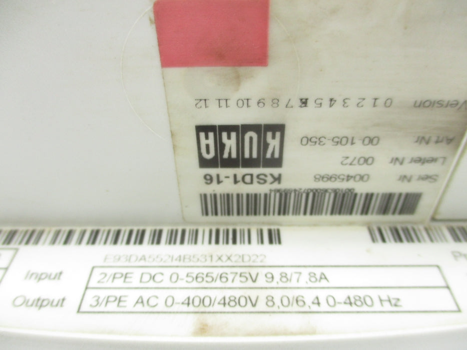 KUKA KSD1-16 E93DA552I4B531XX2D22 (AS PICTURED) UNMP