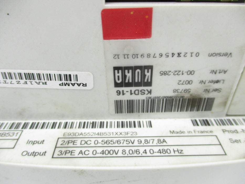 KUKA KSD1-16 E93DA552I4B531XX3F23 675V 7.8A UNMP
