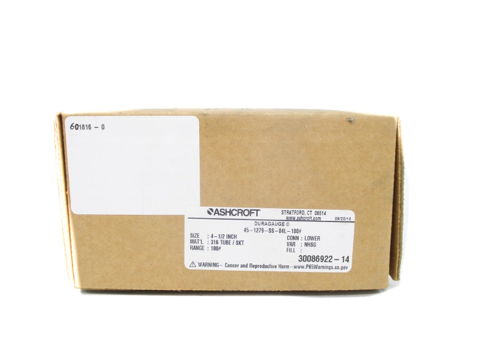 ASHCROFT 45-1279-SS-04L-100# 0-100PSI NSMP