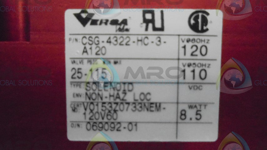 VERSA VALVES CSG-4322-HC-3-A120 SOLENOID VALVE *NEW NO BOX*