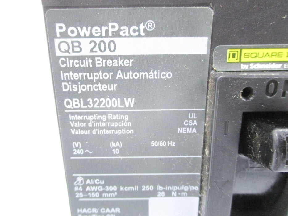SQUARE D QBL32200LW 200A 240V NSNP