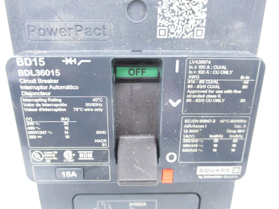SQUARE D BDL36015 15A 480V NSNP