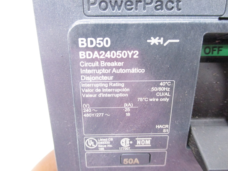 SQUARE D BDA24050Y2 50A 277V NSNP