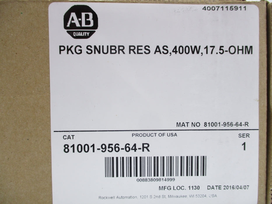 INDUSTRIAL SPARE PART 81001-956-64-R SER. 1 DATE: 2016 (BR/WH) NSFS