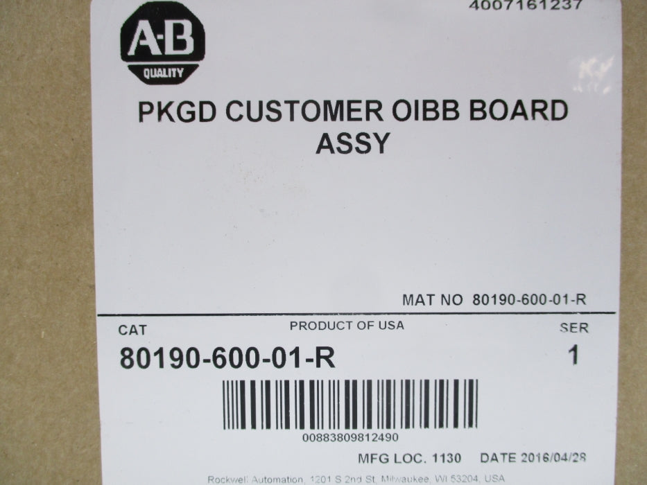 ALLEN BRADLEY 80190-600-01-R SER. 1 DATE: 2016 (BR/WH) NSFS