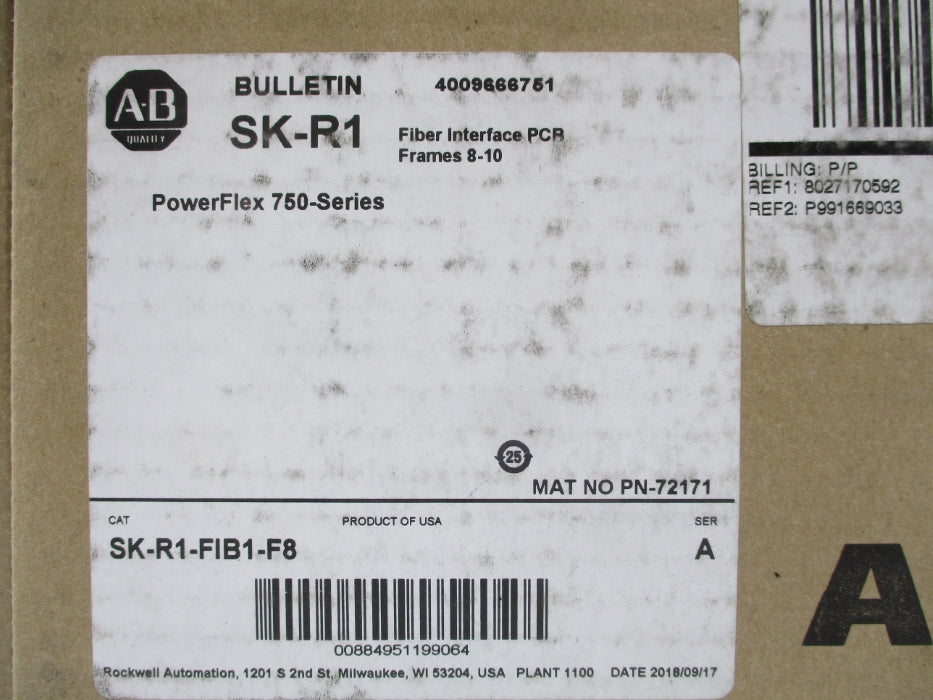 ALLEN BRADLEY SK-R1-FIB1-F8 SER. A DATE: 2018 NSFS